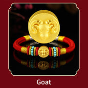 Buddha Stones 999 Gold Chinese Zodiac Om Mani Padme Hum King Kong Knot Protection Handcrafted Bracelet