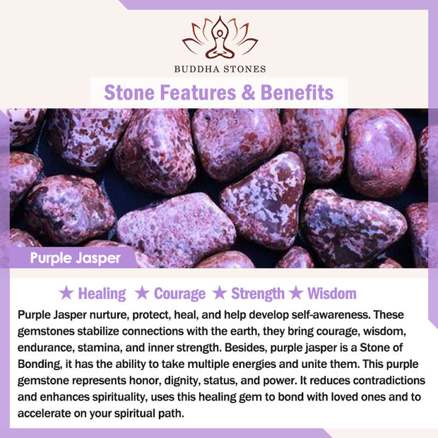 Buddha Stones Purple Jasper Bead Strength Bracelet Mala Mala Bracelet BS 10