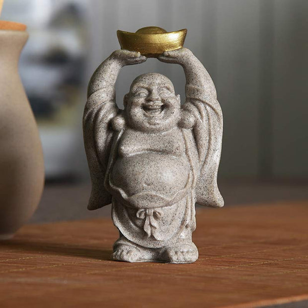 Buddha Stones Laughing Buddha Resin Statue Blessing Home Decoration Decorations BS 6.5*4.5*11cm