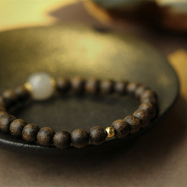 Buddha Stones Agarwood Jade Strength Calm Bracelet Bracelet BS 8
