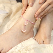Buddha Stones Amethyst Pink Crystal Green Aventurine Rose Inner Peace Healing Anklet Anklet BS 9