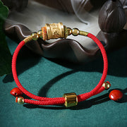 Buddha Stones 999 Sterling Silver Om Mani Padme Hum Luck Red String Bracelet Bracelet BS 5
