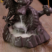 Buddha Stones Auspicious Dragon Ceramic Backflow Smoke Fountain Meditation Healing Incense Burner Led Ball Decoration
