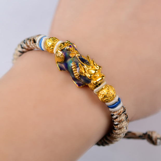 Buddha Stones Feng Shui PiXiu Color Change Copper Coin Beads Wealth String Bracelet Bracelet BS 3