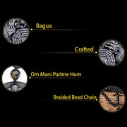 Buddha Stones Bagua Dragon Phoenix Obsidian Fulfilment Pendant Necklace Necklaces & Pendants BS 6