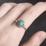 Buddha Stones 925 Sterling Silver Turquoise Wisdom Love Ring Ring BS 13