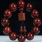 Buddha Stones Tibetan Small Leaf Red Sandalwood Relaxation Bracelet 