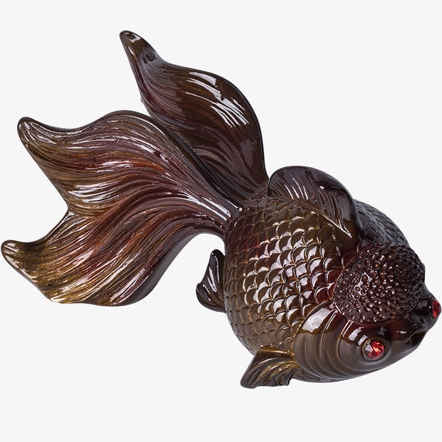 Buddha Stones Color Changing Koi Fish Resin Tea Pet Wealth Home Figurine Decoration