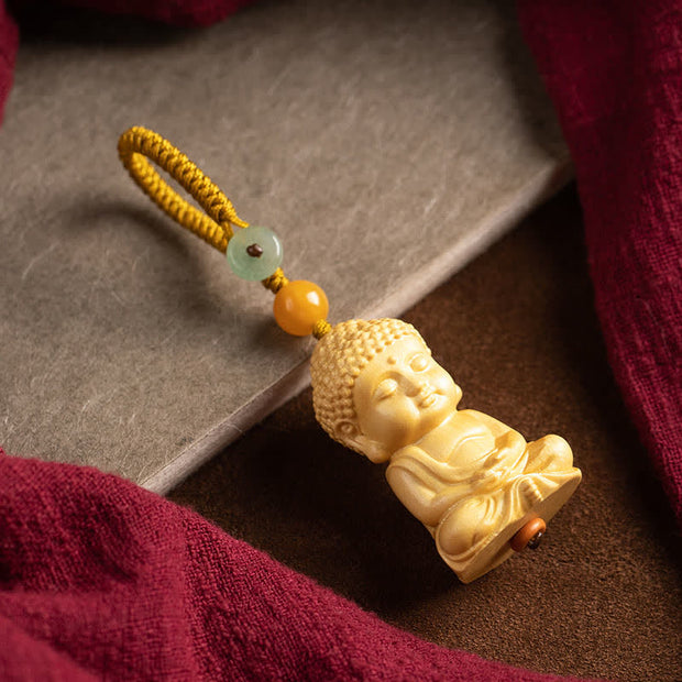 Buddha Stones Tathagata Buddha Serenity Peace Boxwood Keychain Key Chain BS 5