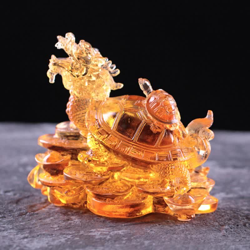 Buddha Stones Feng Shui Dragon Turtle Coins Handmade Liuli Crystal