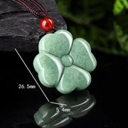 Buddha Stones Natural Lucky Four Leaf Clover Jade Prosperity Necklace Pendant Necklaces & Pendants BS 10
