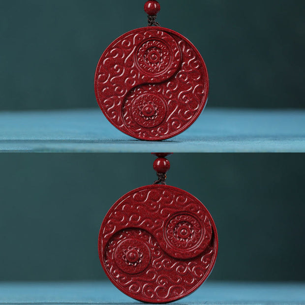 Buddha Stones Cinnabar Yin Yang Keep Away Evil Spirits Necklace Pendant Necklaces & Pendants BS 5