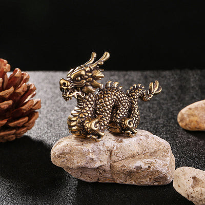Buddha Stones Year Of The Dragon Small Auspicious Brass Dragon Luck Success Home Decoration