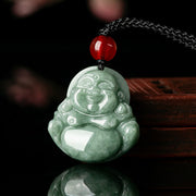 Buddha Stones Natural Green Jade Laughing Buddha Luck Abundance Necklace Pendant Necklaces & Pendants BS Laughing Buddha(Happiness♥Wealth)