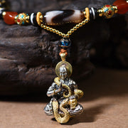 Buddha Stones Handmade Buddha Snake Skull Head Dzi Bead Serenity Rope Necklace Pendant Necklaces & Pendants BS 3