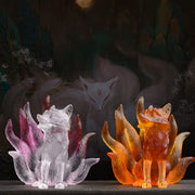 Buddha Stones Small Nine Tailed Fox Success Strength Home Figurine Decoration Decorations BS 1