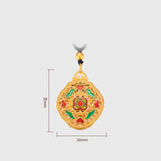 Buddha Stones Flower Love Heart Copper Wealth Necklace Pendant