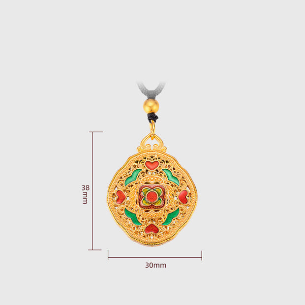 Buddha Stones Flower Love Heart Copper Wealth Necklace Pendant Necklaces & Pendants BS 7