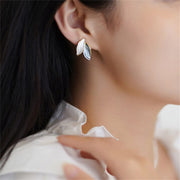 Buddha Stones Leaf Design Luck Stud Earrings Earrings BS 2