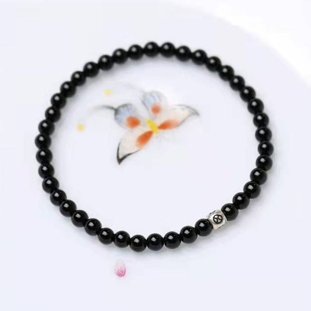 Buddha Stones Natural Black Obsidian Smoky Quartz Purification Strength Bracelet Bracelet BS 2