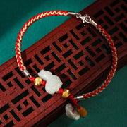Buddha Stones Chinese Zodiac Jade Prosperity Red String Bracelet Anklet Bracelet BS Rooster(Bracelet/Anklet Size 19.5+4cm)