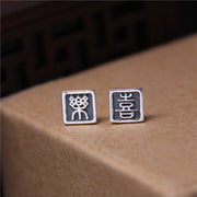 Buddha Stones 925 Sterling Silver Peace And Joy Blessing Earrings