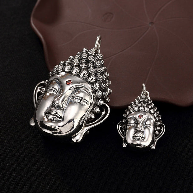 Buddha Stones 925 Sterling Silver Buddha Head Compassion Necklace Pendant