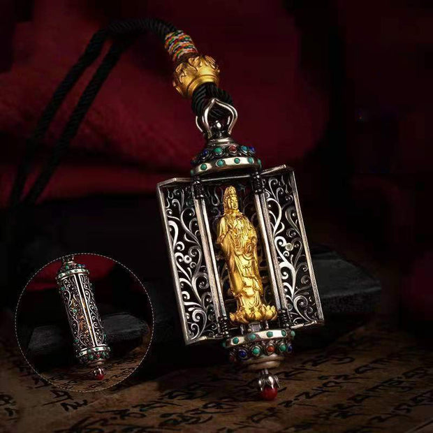 Buddha Stones Tibetan Avalokitesvara Silver Wealth Protection Decoration Decorations BS Silver