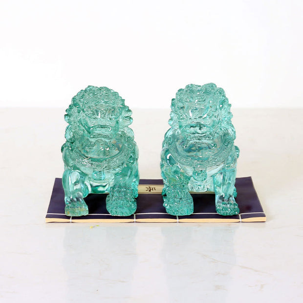 Buddha Stones 2Pcs Lion Statue Courage Strength Resin Home Office Decoration