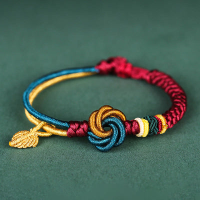 Buddha Stones Tibetan Handmade Mandala Knot Leaf Luck Rope Bracelet Bracelet BS 14-16cm