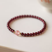 Buddha Stones Natural Garnet Strawberry Quartz Calm Bracelet Bracelet BS 1