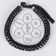 Buddha Stones Tibetan Coconut Shell Beads Engraved Om Mani Padme Hum Mantra Positive String Bracelet Bracelet BS 1