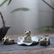 Buddha Stones Meditating Ceramic Small Frog Statue Decoration Decorations BS 1