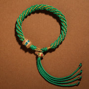 Buddha Stones Tibetan Handmade Luck Thangka Prayer Wheel Charm Weave String Bracelet Bracelet BS 14