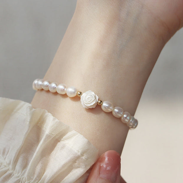Buddha Stones Natural Flower Pearl Sincerity Bead Bracelet Bracelet BS Flower Pearl