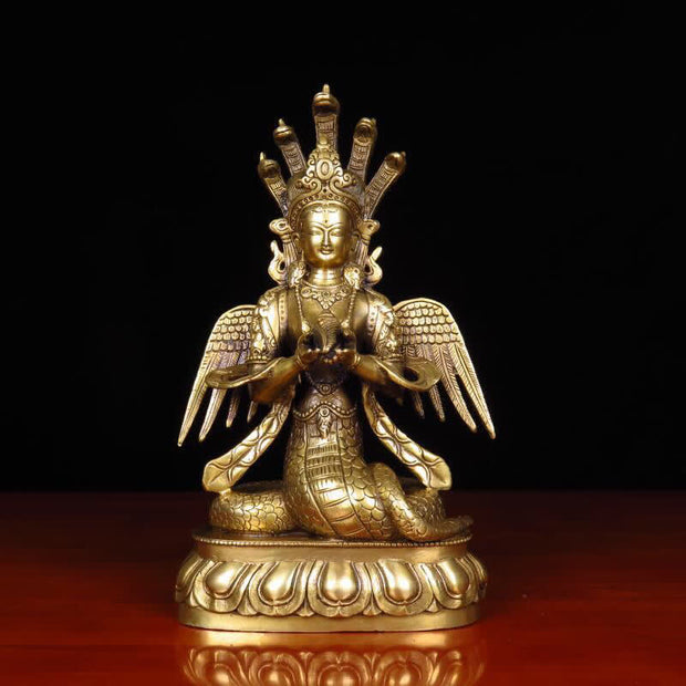 Buddha Stones Bodhisattva Nuwa The Snake Fairy Protection Copper Statue Decoration