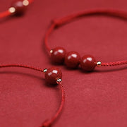 Buddha Stones Natural Lucky Cinnabar Bead Blessing String Bracelet Anklet Bracelet BS 22