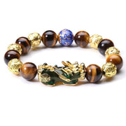 Buddha Stones Golden Tiger Eyes Color-changing Pixiu Protection Bracelet Bracelet BS 0.47in (12mm)