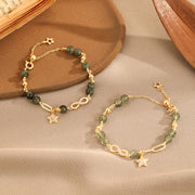 Buddha Stones 14K Gold Green Rutilated Quartz Möbius Loop Eternal Love Star Protection Bracelet