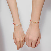 Buddha Stones 18K Gold Plated Hetian Jade Peace Buckle Fu Character Luck Red Rope Bracelet Bracelet BS 12