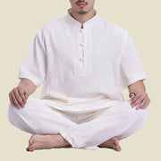 Buddha Stones Spiritual Zen Meditation Prayer Practice Cotton Linen Clothing Men's Set Clothes BS 2