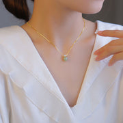 Buddhastoneshop Lucky Bead Jade Prosperity Chain Necklace Pendant