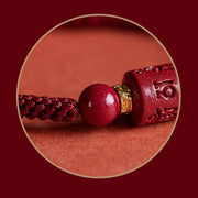 Buddha Stones Tibet Cinnabar Om Mani Padme Hum Engraved Blessing Braided Bracelet Bracelet BS 9