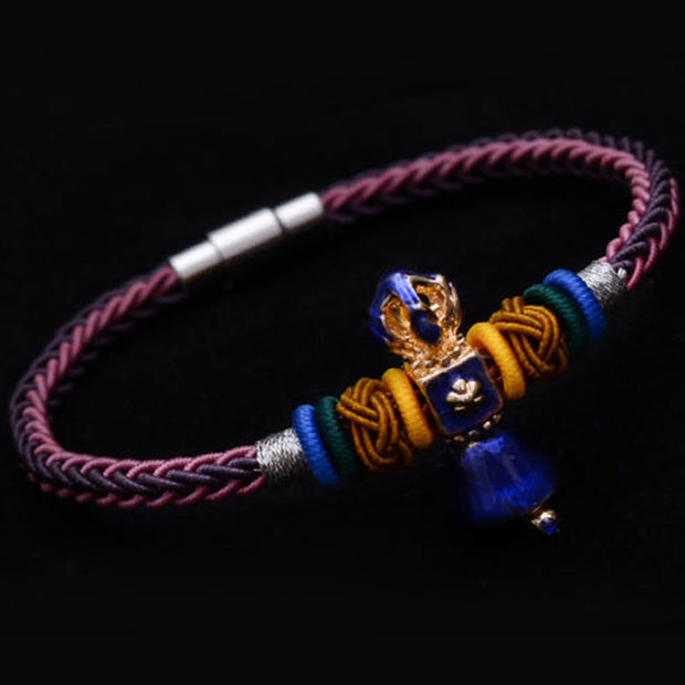 Buddha Stones Tibetan Handmade Dorje Vajra Strength Eight Threads String Bracelet Bracelet BS 9