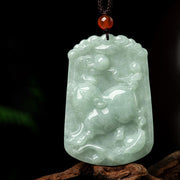 Buddha Stones Natural Jade 12 Chinese Zodiac Abundance Amulet Pendant Necklace Necklaces & Pendants BS Pig