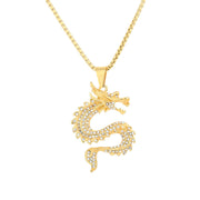 Buddha Stones Chinese Zodiac Dragon Zircon Protection Necklace Pendant Necklaces & Pendants BS 4
