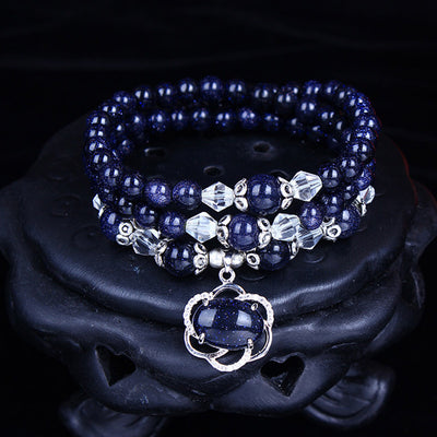 Buddha Stones Blue Sandstone Wealth Gemstone Bracelet Necklace Bracelet Necklaces & Pendants BS Blue Sandstone