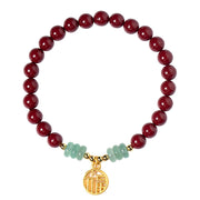 Buddha Stones Cinnabar Green Aventurine Luck Blessing Bracelet Bracelet BS 10