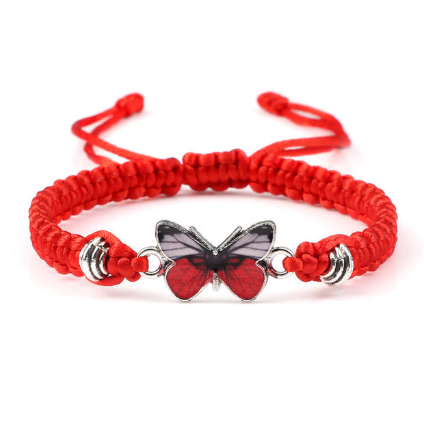 Buddha Stones Butterfly Freedom Love String Charm Bracelet Bracelet BS Red-Red Butterfly