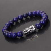 Buddha Stones Natural Lazurite Pietersite Unakite Om Mani Padme Hum Bead Positive Bracelet Bracelet BS 7